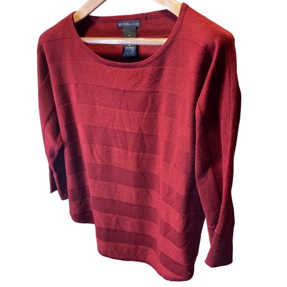 Design History Red Round Neck 3/4 Sleeve Round Hem Sweater Sz XL - Picture 3 of 8